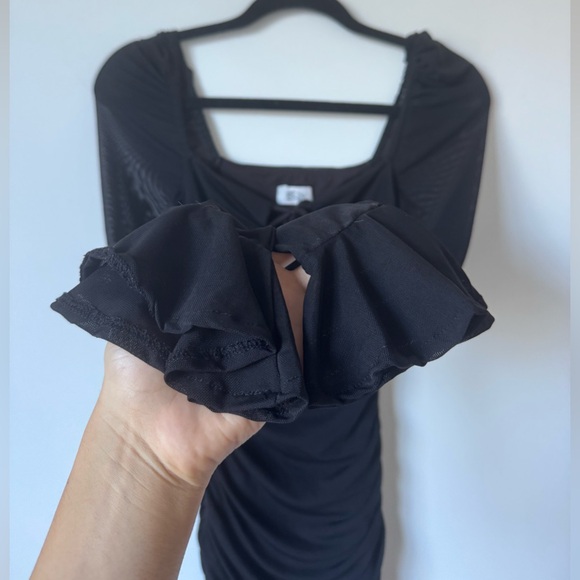 Oh Polly Mesh Long Sleeve Mini Dress in Black - Size 2 - Picture 7 of 10